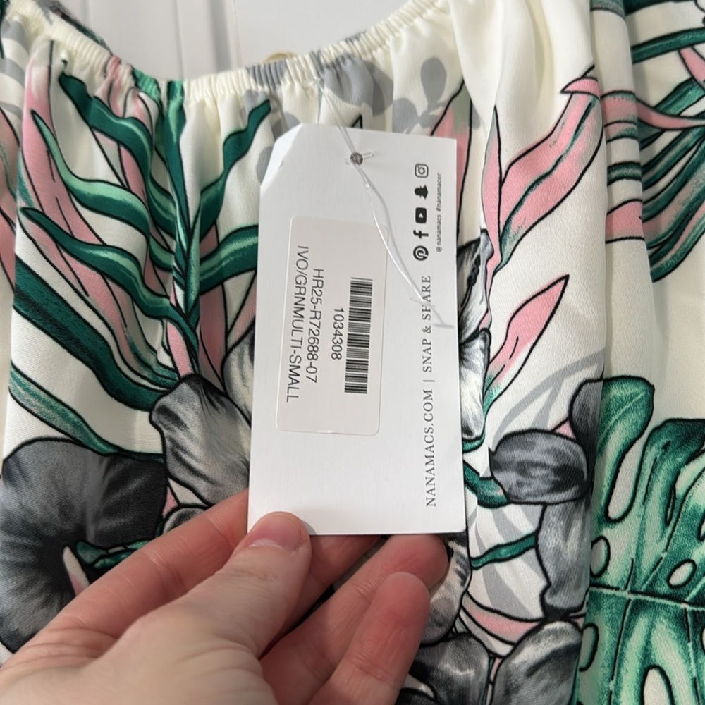 NanaMacs Jet To The Tropics Romper (Ivory/Green Multi) SMALL - Picture 4 of 9